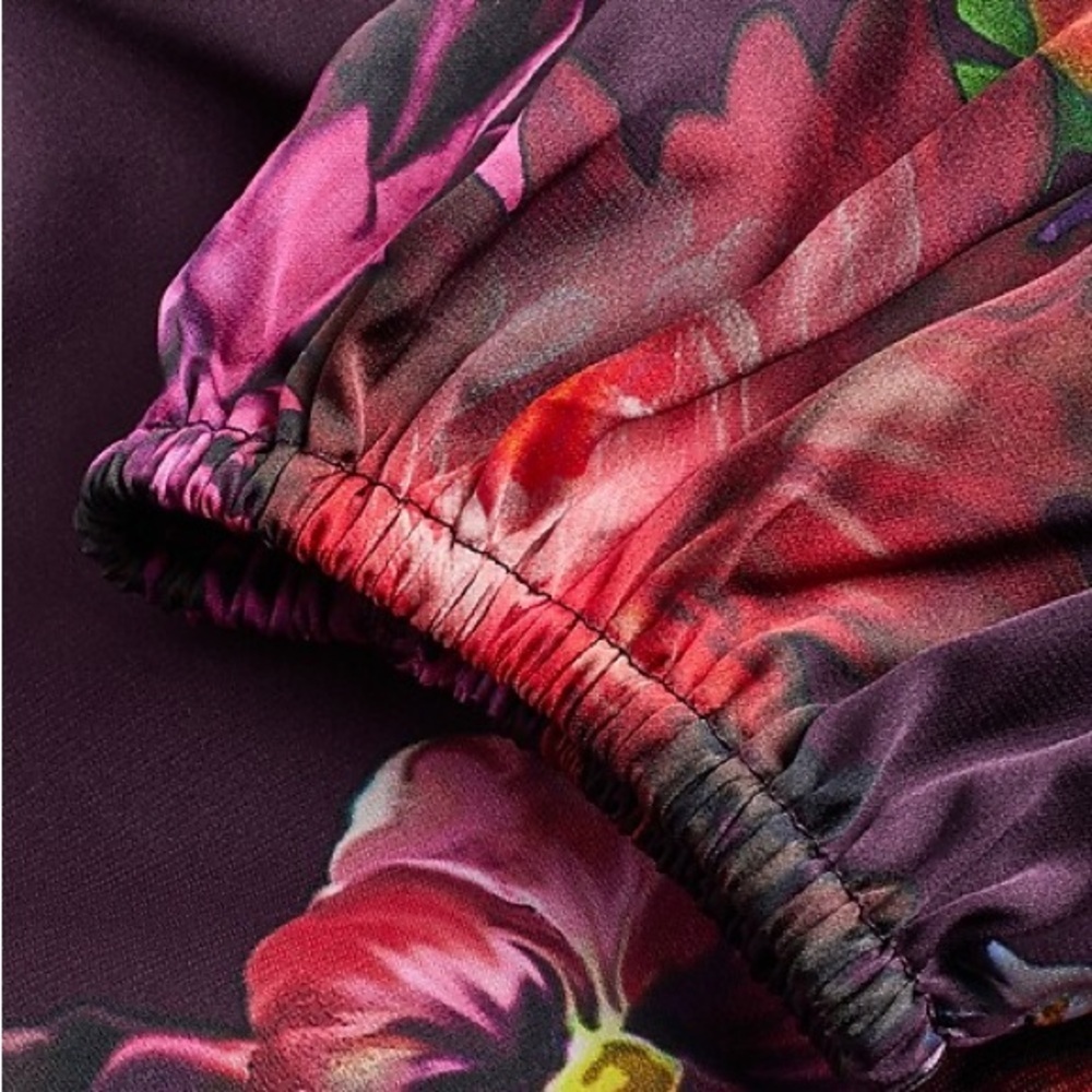 Express Floral One Shoulder Blouse Small Pink Purple Moody Botanical Dramatic - Picture 8 of 12